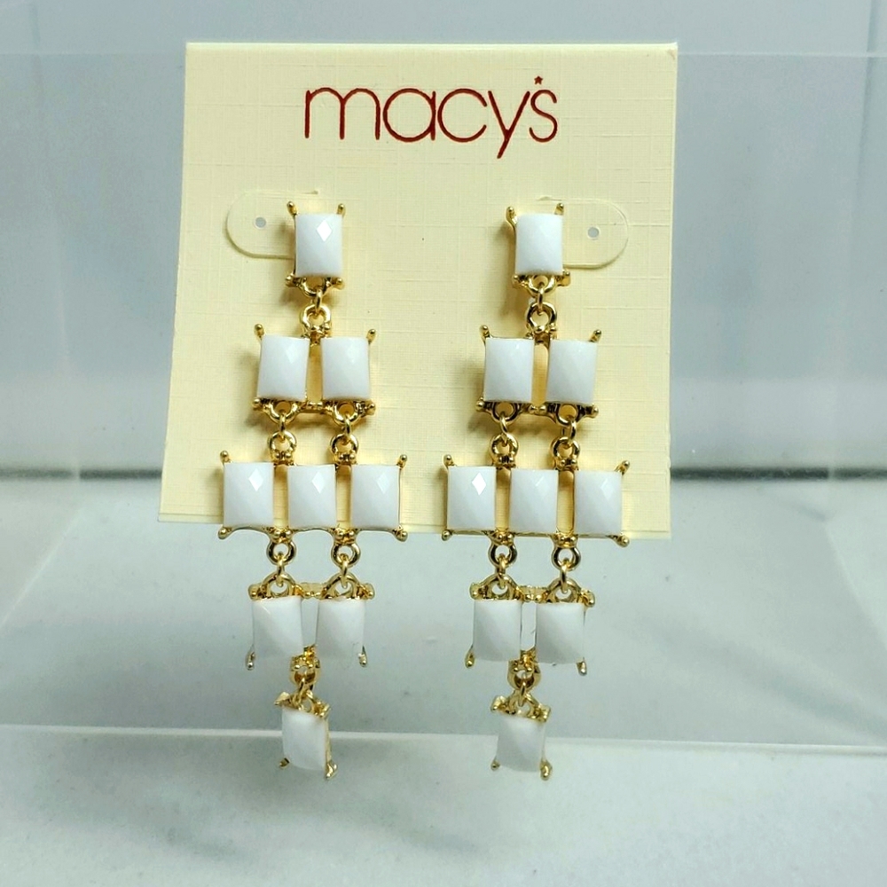 Macy's white dangle earrings